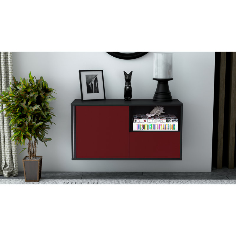 Pomroy Unfinished Floating TV Stand, Red