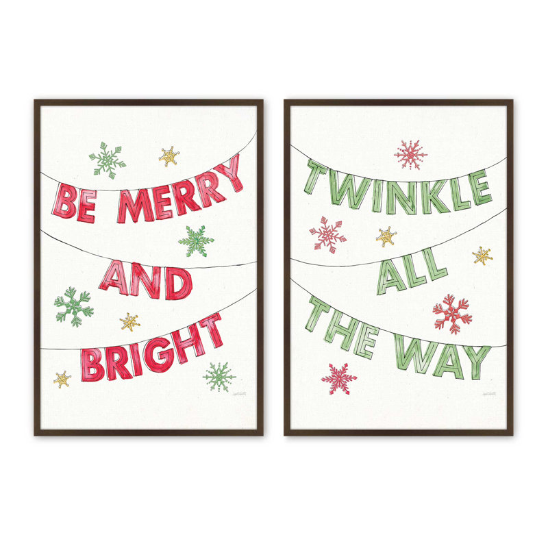 Ensemble de 2 impressions d'art Twinkle All The Way, 16 po x 12 po, Brun Belvinder