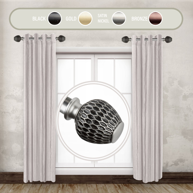 Tringle à rideaux simple réglable de 12 à 20 po, Nickel satiné