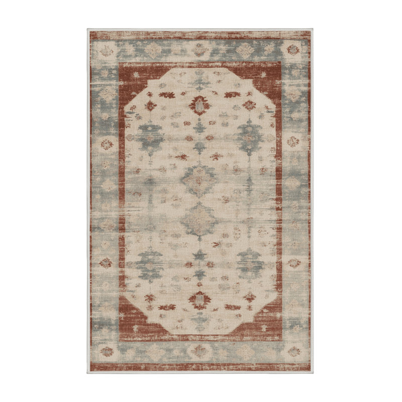 Machine Washable Overdyed Beige Area Rug, Rectangle 5' x 8'