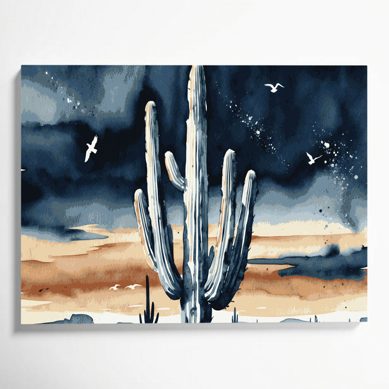«Southwestern Plants Saguaro Cactus», art sur toile gris, H 20 po x l 24 po
