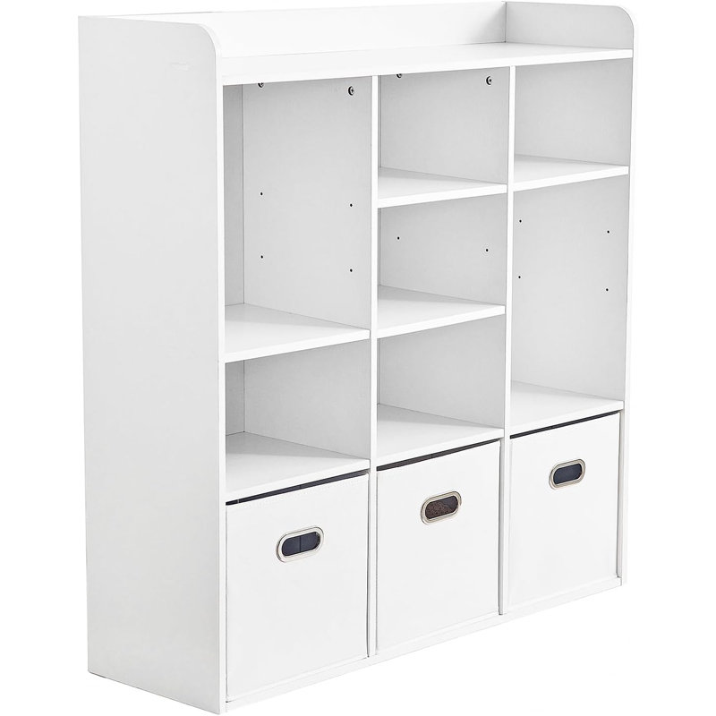 Latitude Run® 7 Cubes Organizer, Wooden Cube Bookcase,3 Tier Open Shelf, Cabinet Organizer Sorted Storage, Open Shelf Bookshelf,Storage For Home Office Workspace, White