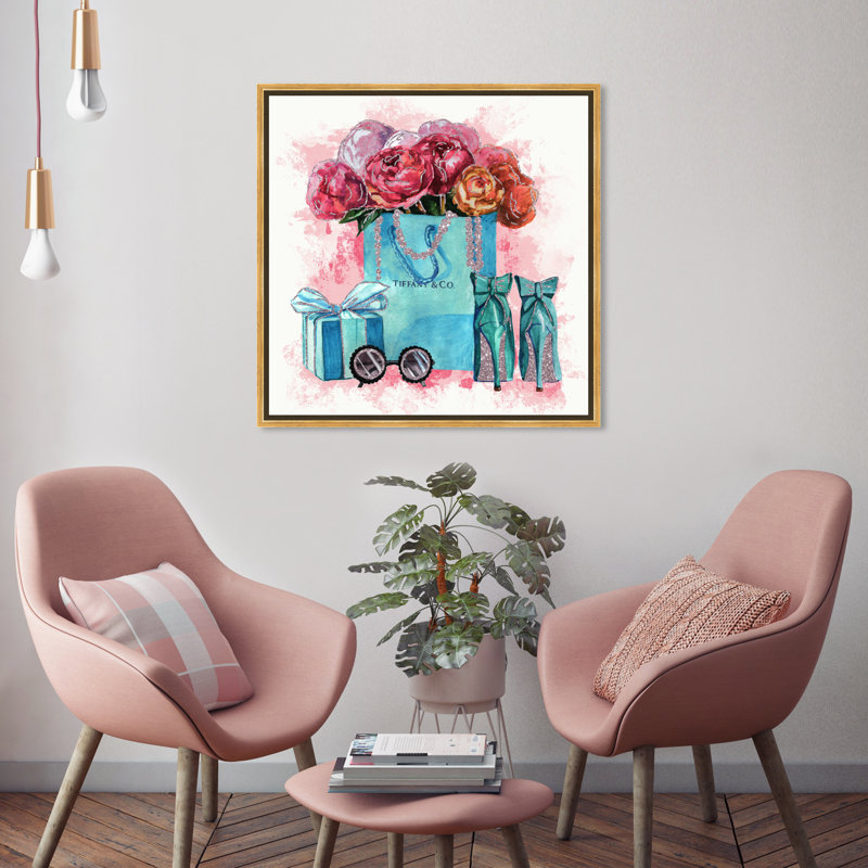 «Fashion and Glam Sparkle Blue Essentials», impression sur toile, H 24 po x l 24 po, Cadre doré