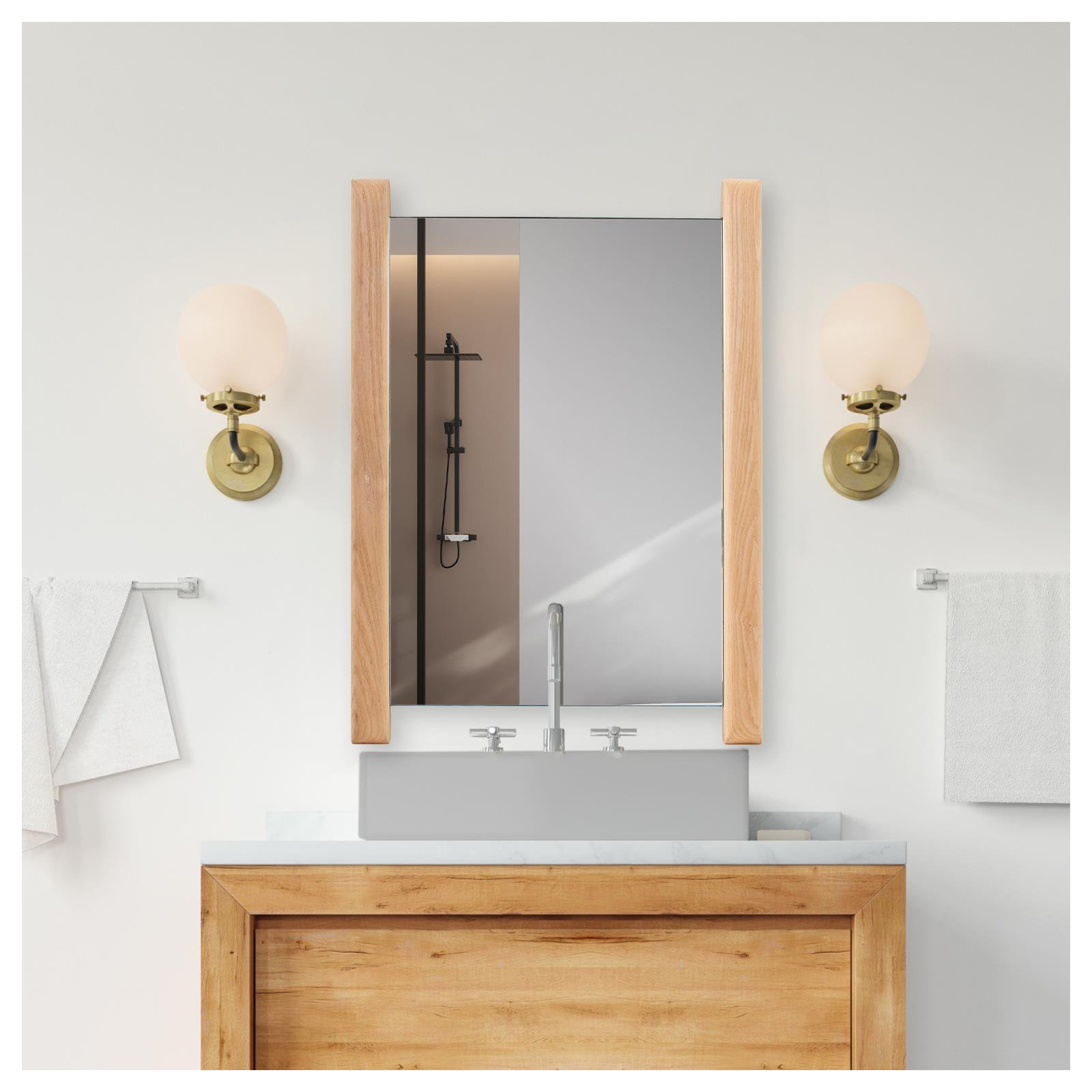 Angeles Solid Wood Rectangle Mirror, 22" x 16"