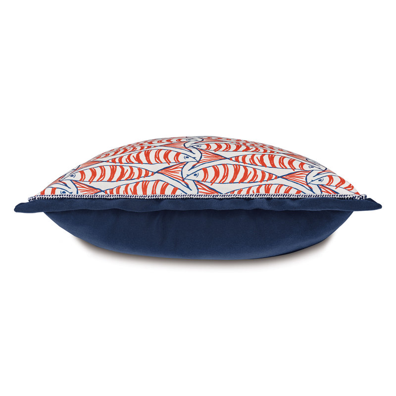 Animal Print Square Indoor / Outdoor Pillow Cover & Insert, White/Red/Blue