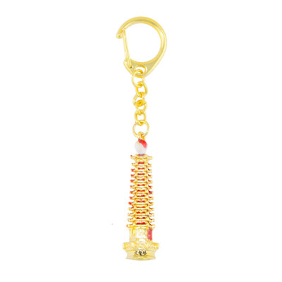 Porte-clés amulette avec porte-clé à motif de pagode Bejeweled