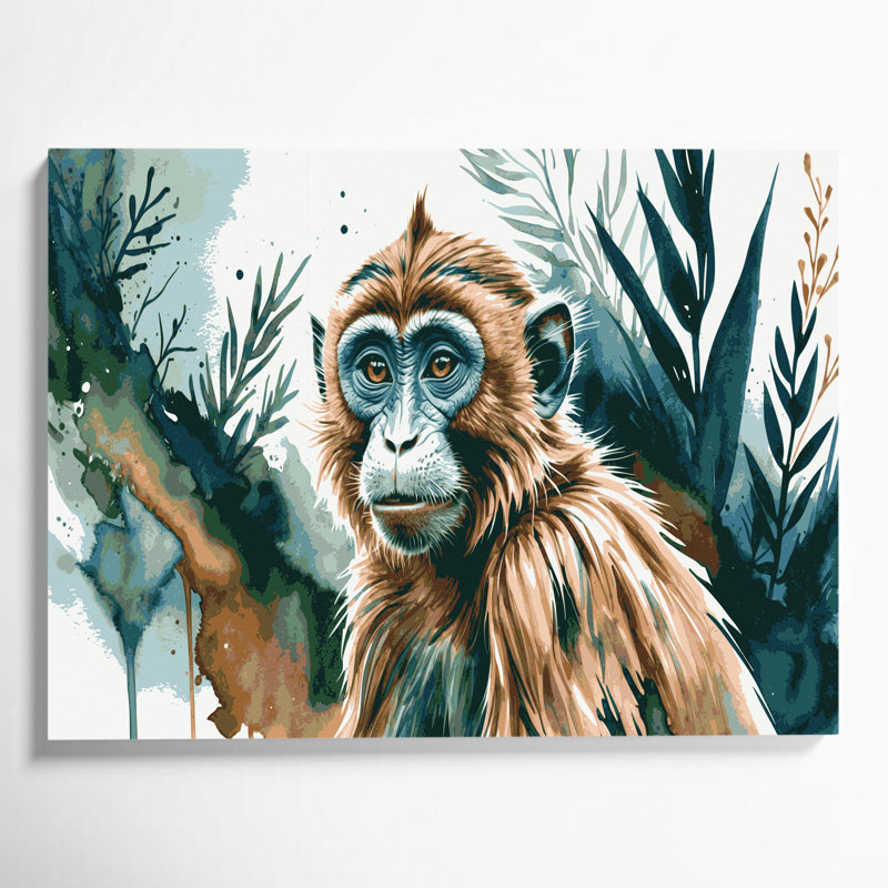 Wildlife Vervet Monkey White Canvas Wall Art