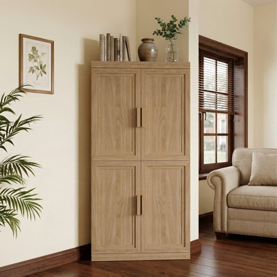 31"Wide Corner Storage Cabinet With Solid Wood Veneer (Set of 2)