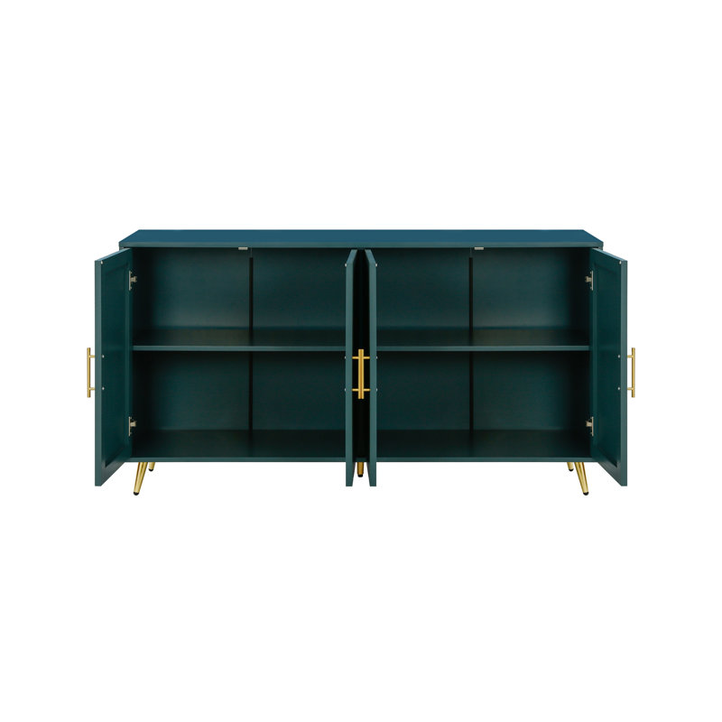 Alexs 60'' Console Table with Storage Cabinet & Adjustable Shelves, Navy Blue