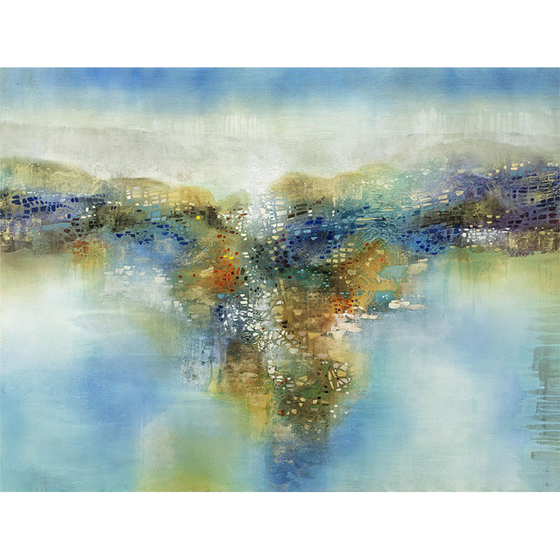 Mosaic Seaside Painting by Jennifer Hollack Raboin, Stretched Canvas, 39" H x 50" W x 2" D