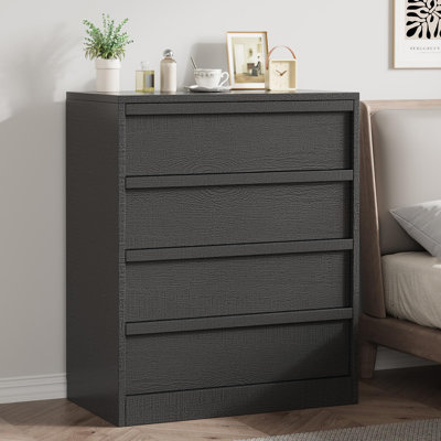 Table de chevet 4 tiroirs pour la chambre à coucher, petite table d'appoint de 39 po de hauteur avec grand rangement et conception anti-basculement, organisateur de table de chevet moderne pour le salon, entrée - noir