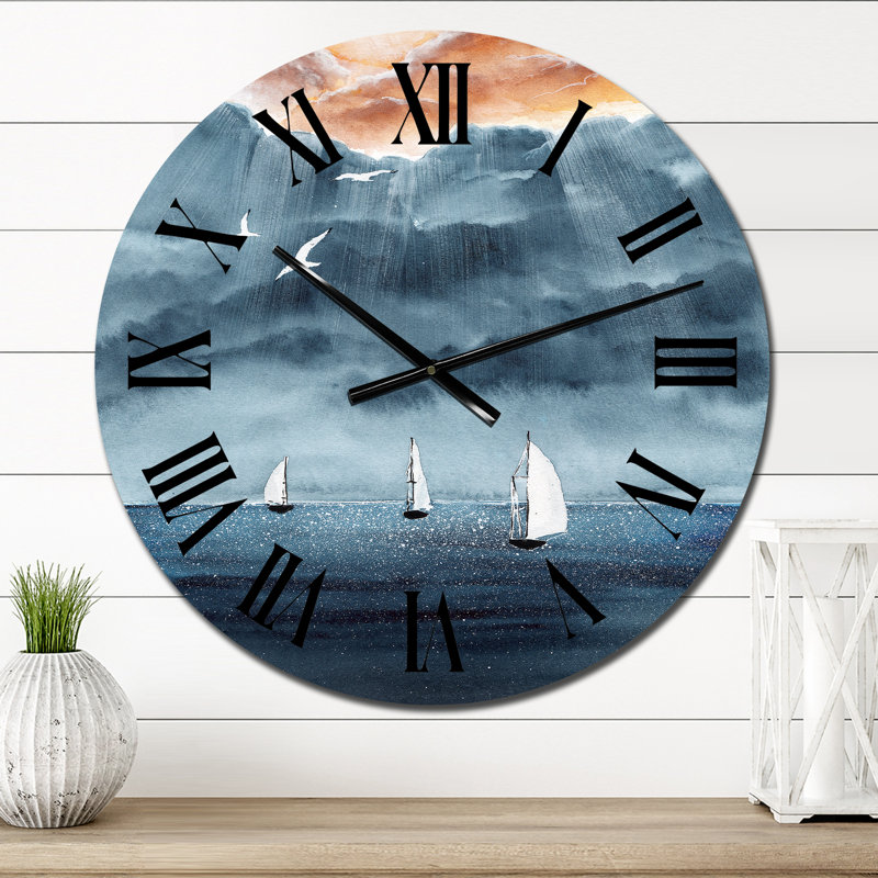Horloge murale blanche nautique et côtière, Moyen