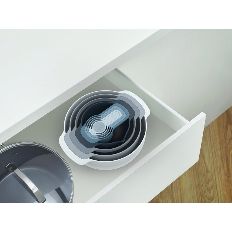 Joseph Joseph Nest 9-Piece Nesting Mixing Bowl and Measuring Cup Set, Sky