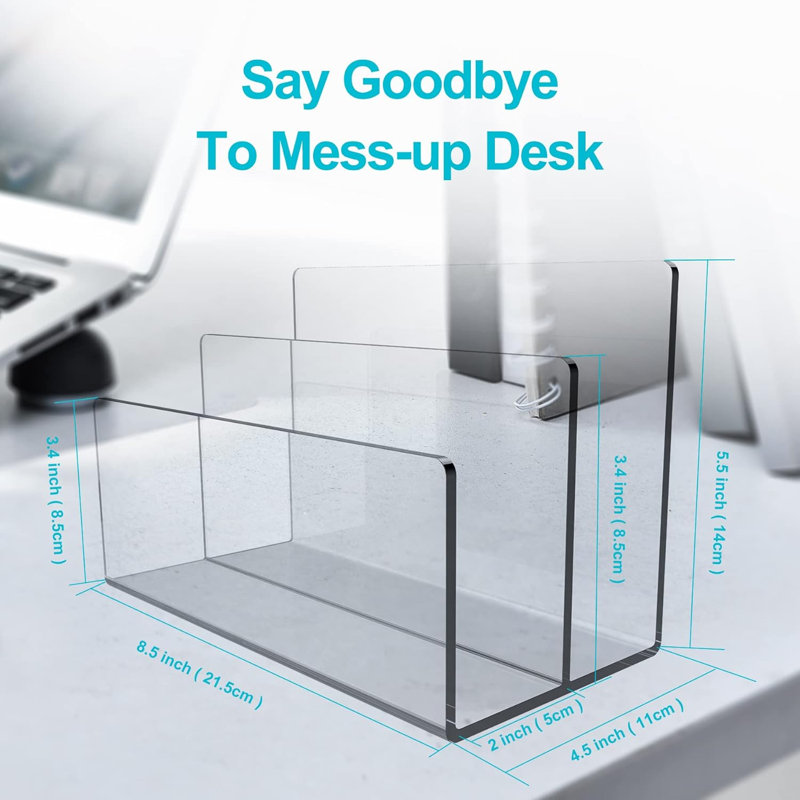 Trieur de dossiers en acrylique transparent - Organisateur de bureau à hauteur progressive à 3 niveaux pour le bureau et la maison