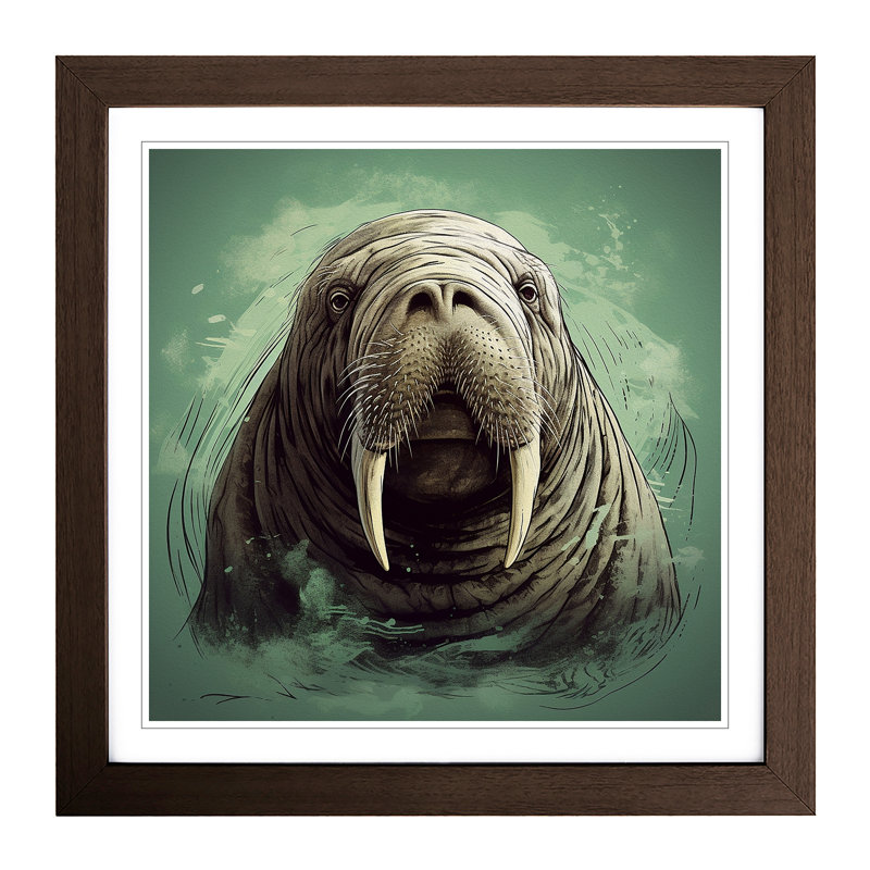 Walrus Digital Art - Framed Print, Walnut