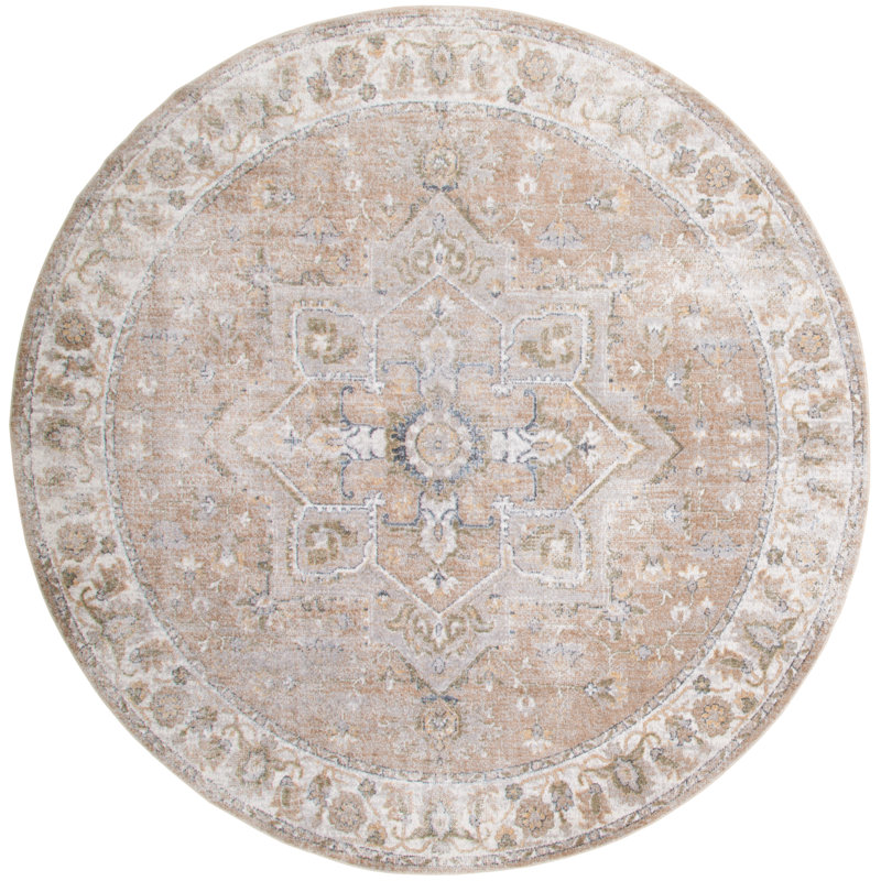 Laleia Washable Oriental Indoor Rug, Round 8'