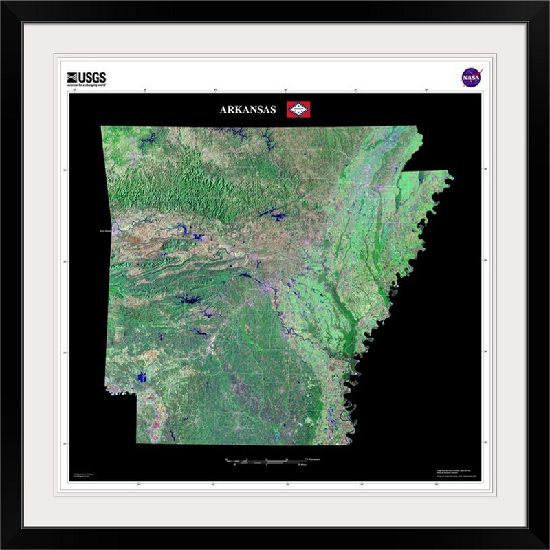 « arkansas-usg state mosaic », impression, H 32 po x l 32 po x P 1 po, Cadre noir