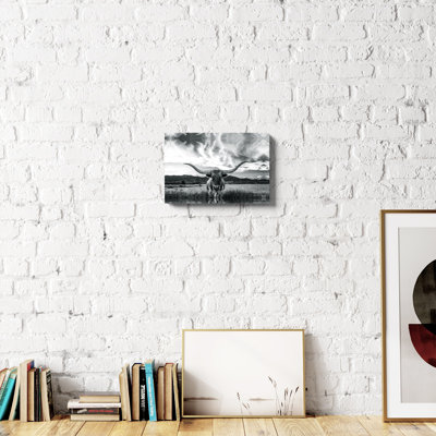 Steelside "Black and White Longhorn Cow I" Wrapped Canvas Photographic Print 