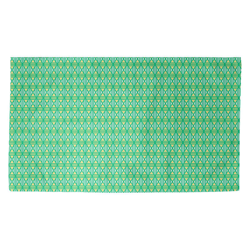 Tapis vert/jaune en losanges doublés Avicia, Rectangle 2 pi 2 po x 3 pi 4 po