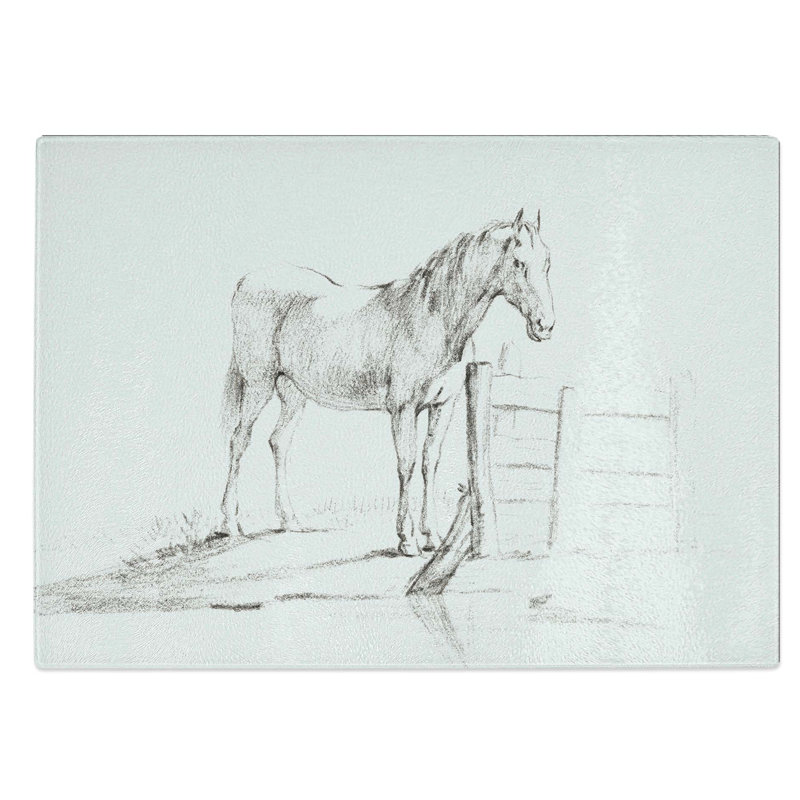 Glass Horse by The Gate by Jean Bernard Chopping Board, 28.5 cm W x 20 cm L