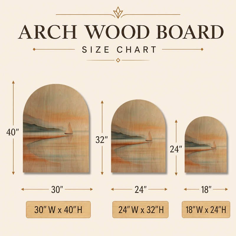 Bord de mer avec voilier au coucher du soleil III - Décoration murale en bois arqué orange de style côtier, H 24 po x l 18 po
