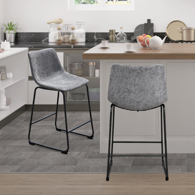 Tabouret de comptoir tapissier 24 po Madiera, Gris anthracite, Tabouret de comptoir (siège d’une hauteur de 24