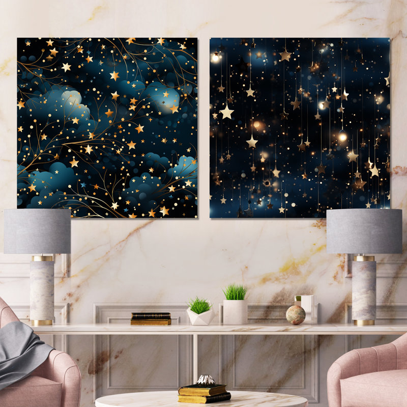 Christena - Ensemble de 2 carrés décoratifs abstraits en métal, H 16 po x l 32 po