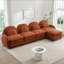 Canapé Teddy en tissu 4 places en forme de nuage, dossier incurvé et accoudoirs avec coussins lombaires incurvés, canapé modulaire 4 places modulaire avec repose-pieds mobile et coussin de soutien à double couche-2115803817-2115803821
