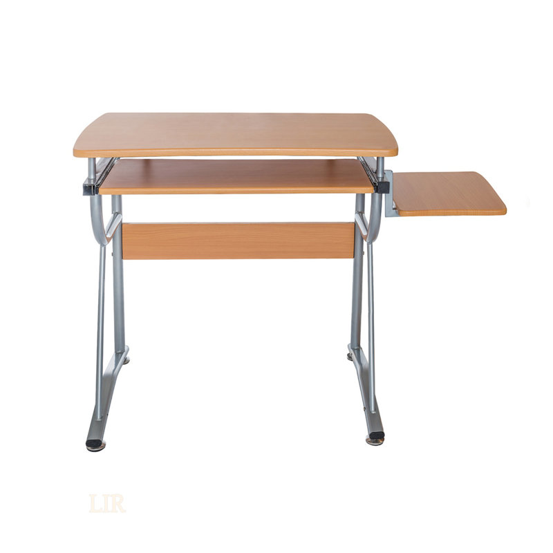 Bureau d'ordinateur compact avec tablette latérale, panneau de clavier et beaucoup de rangement pour des espaces de travail et d'étude efficaces