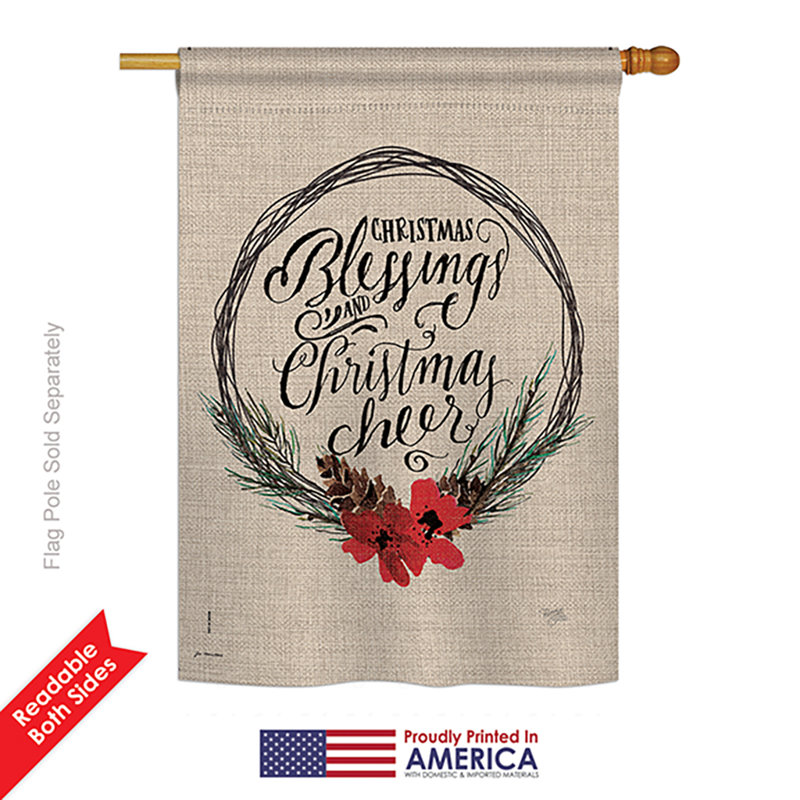 Drapeau de maison en polyester Charents Christmas Blessings, 40 po x 28 po