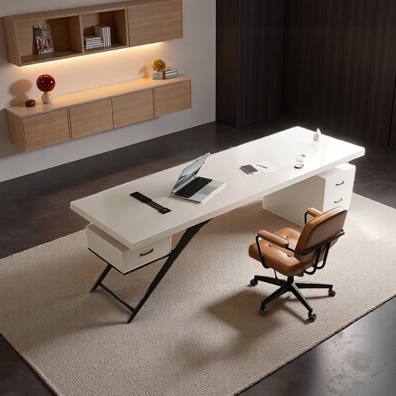 Bureau de conception industrielle moderne, Blanc, H 29,53 po x l 78,74 po x P 31,5 po