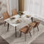 Ensemble de table et de chaises de salle à manger pour 4 personnes avec plateau en pierre frittée et revêtement en cuir PU.-1387720656-1387720657-1387720658