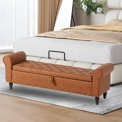 Faux Leather Upholstered Storage Bench