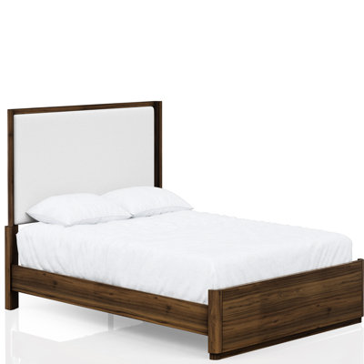 Walnut Queen Bed With Upholstered Headboard And Support In Breathable Stable