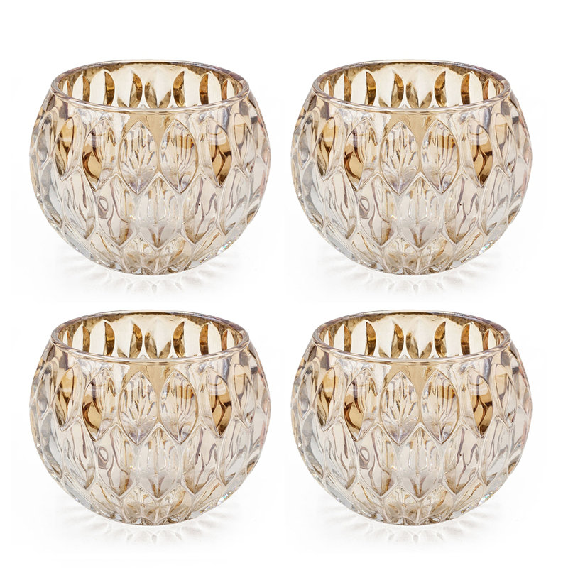 Shiny Light Amber Oval Cutout Text Glass, Set Of 4, Perfect For Adding Elegance And Style To Any Table Setting