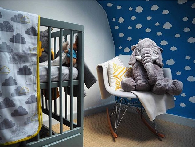 Mini Cot Bed, Stone Blue