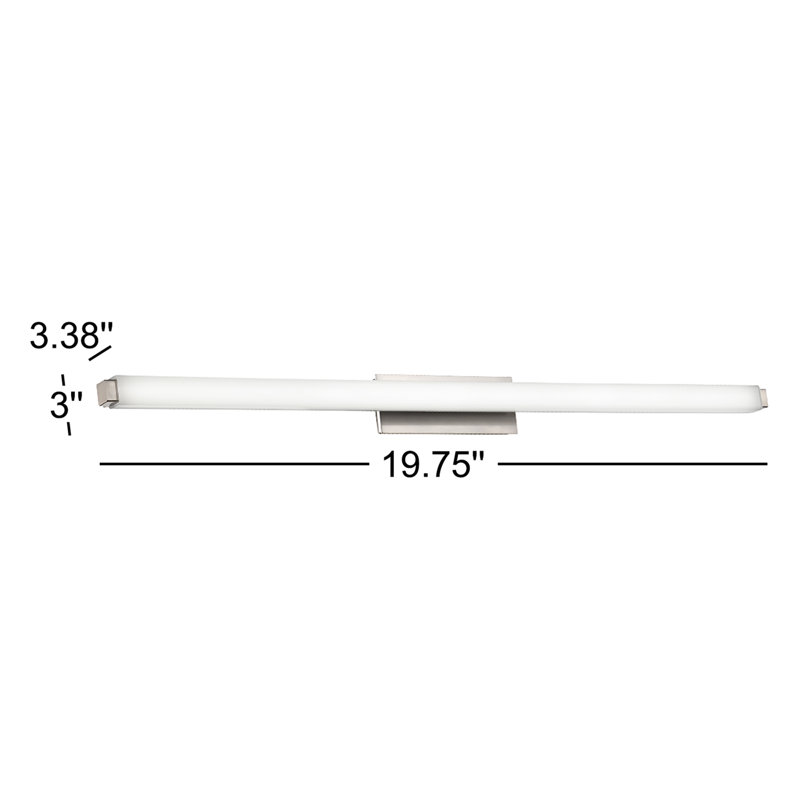 Plafonnier encastré 1 lumière Mini Erby, 3500K, Nickel brossé, H 3 po x l 19,75 po x P 3,38 po