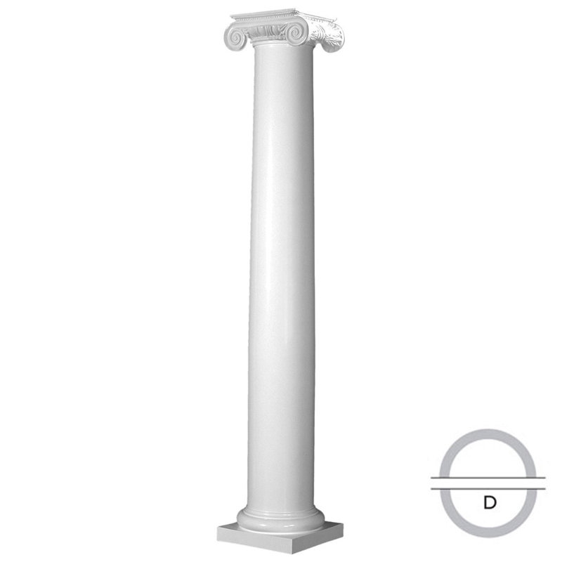 Colonne ronde Endura-Stone, H 120 po x l 12 po x P 12 po,  Plan Type D - Divisé en 1/2 pour pilastres
