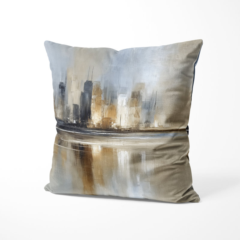 Coussin Sunrise Rays Over Chicago Skyscrapers, H 16 po x l 16 po