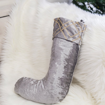 Christmas Sequin Embroidered Velvet Xmas Sock Stocking