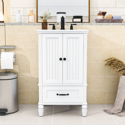 Meuble-lavabo moderne de 20 po avec lavabo et grand espace de rangement