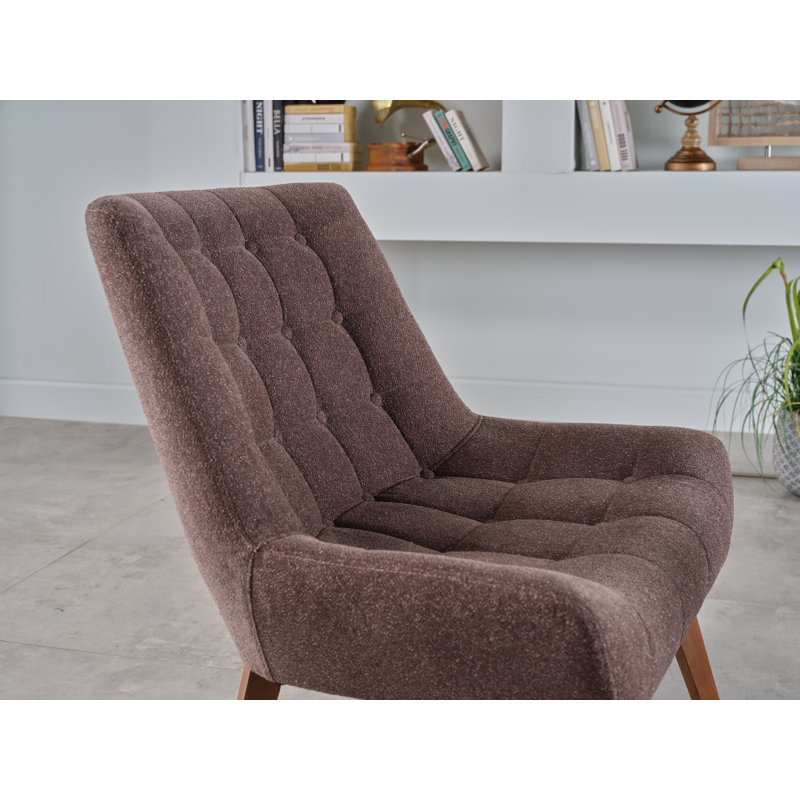 Revere 31.5'' Wide Tufted Side Chair, Brown Polyester Blend