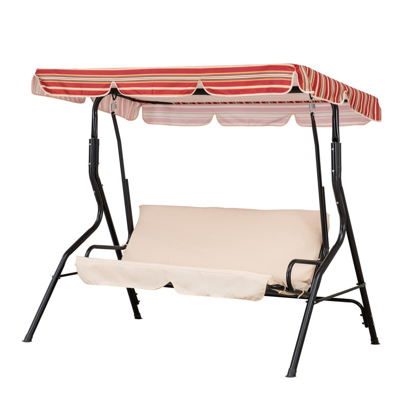 Sunjoy 2-Seat Swing with Canopy, Tan/Red, Tan