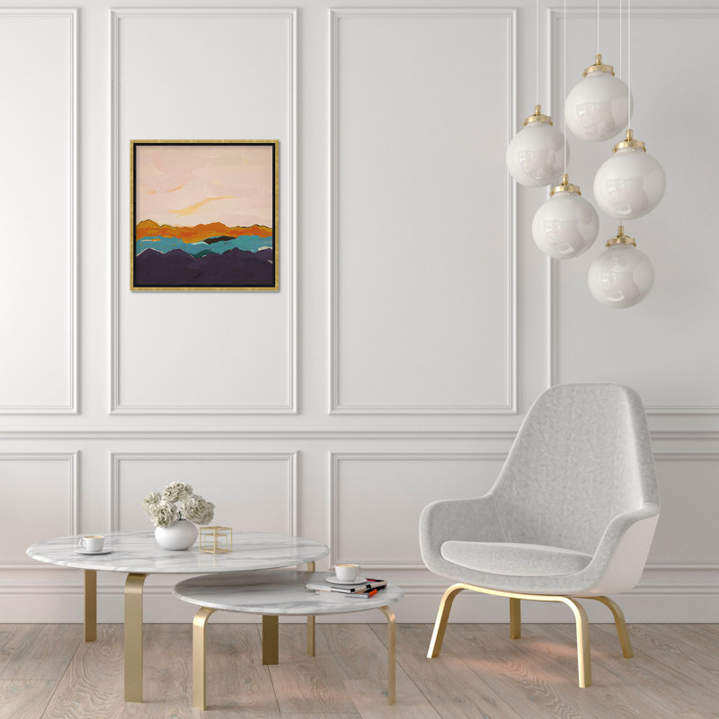 Nature Inspired Twilight Silhouette, Gold, Floated Framed Canvas, 48" H x 48" W