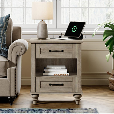 Endymion - Drawer End Table Set and Built-In Outlets