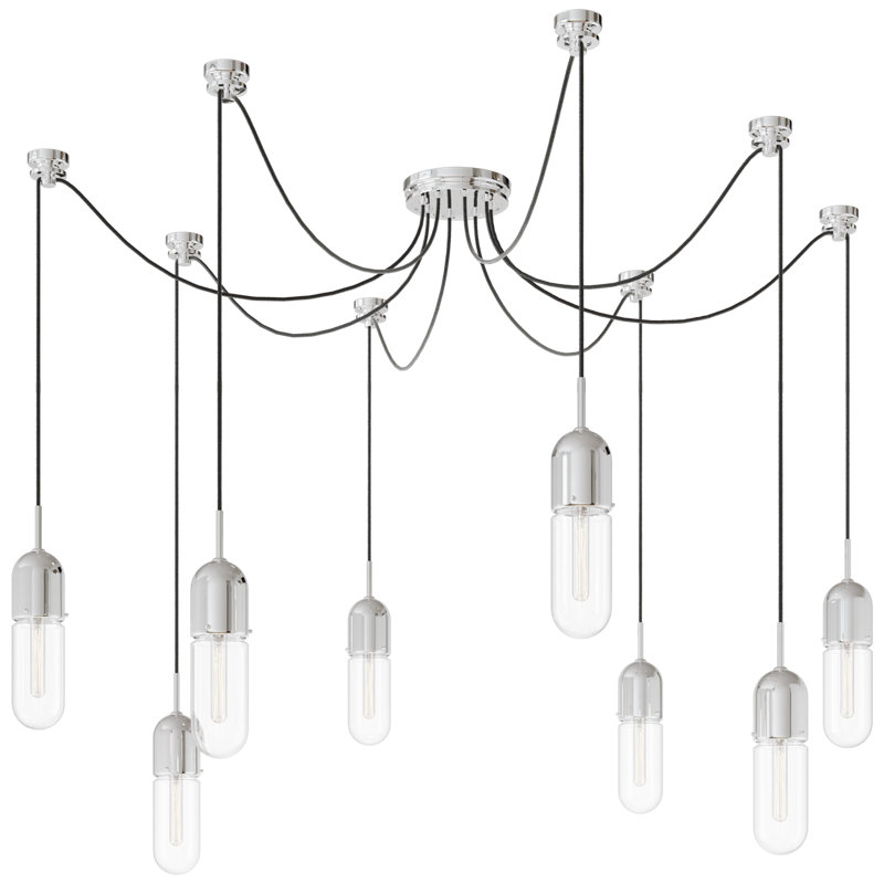 Junio 8 - Light Chandelier, Clear, Polished Nickel