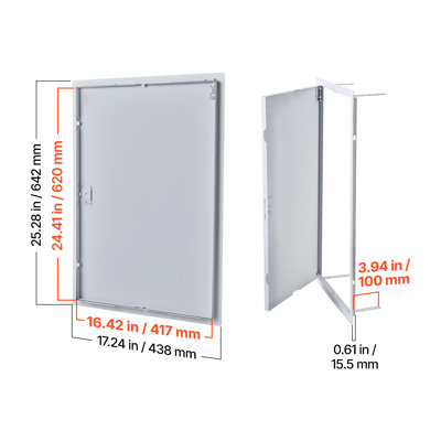 Panneau d'accès pour cloison sèche, porte d'accès en acier galvanisé de 25,3 x 17,2 po, panneau de service articulé facile à installer avec loquet de tournevis, pour plomberie électrique au plafond, découpe de 16,4 x 24,4 po, blanc