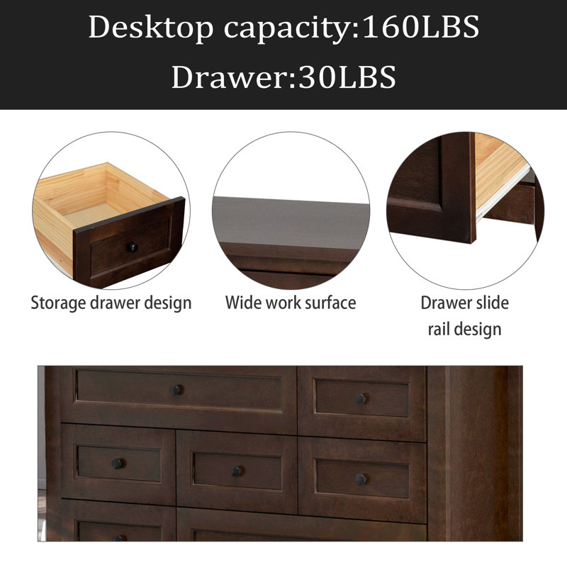 Commode en bois massif avec commode peinte à la bombe aérosol, casiers d'armoire de table de buffet, casiers de table de console de buffet, poignée ronde rétro, applicable à la salle à manger, au salon, au couloir de la cuisine, auburn