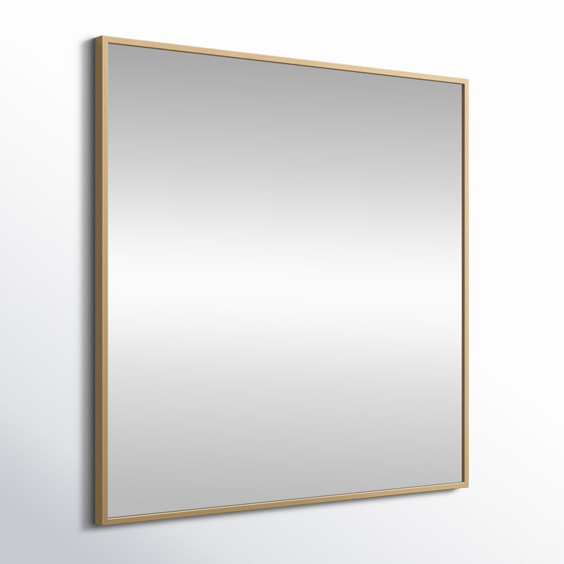 Valparaiso Metal Square Wall Mirror, Brass, 30"  x 30" 