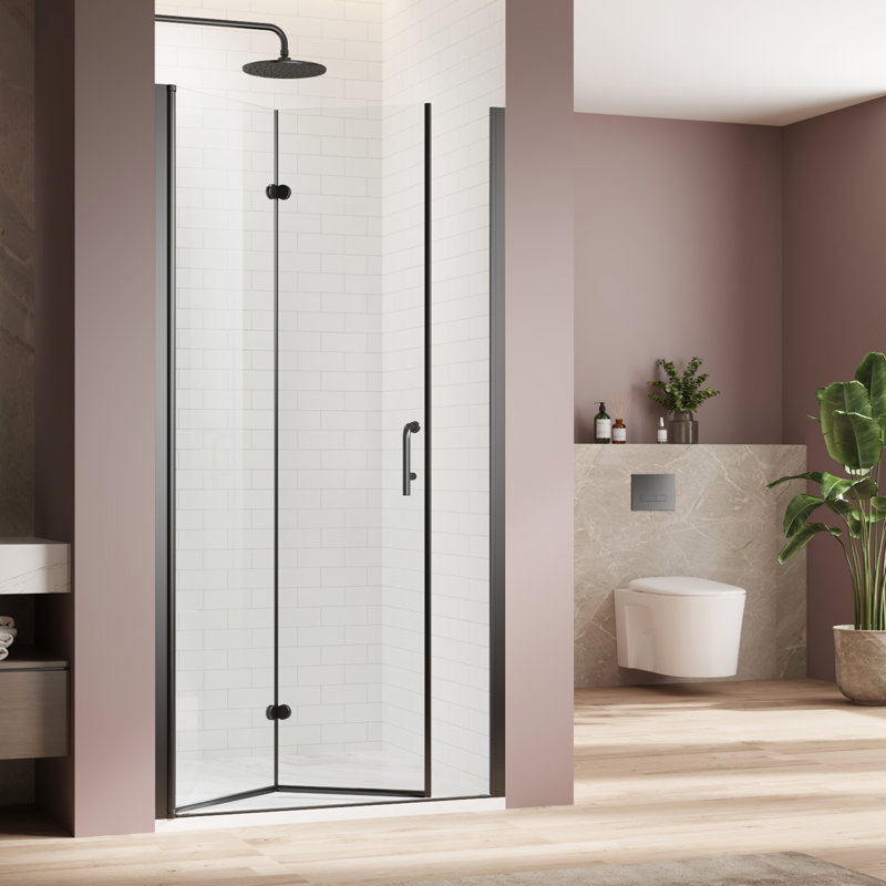 Porte de douche réglable - 1/4 po en verre trempé noir
